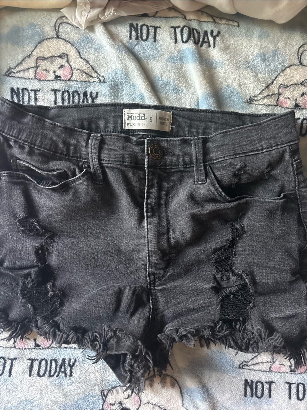 Mudd Black Distressed Frayed Denim Shorts
